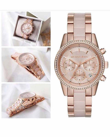 MICHAEL KORS RITZ ROSE GOLD-TONE CHRONOGRAPH WOMEN'S WATCH| MK6307