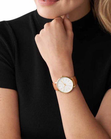 MICHAEL KORS PYPER GOLD TONE LEATHER 38MM LADIES WATCH MK2740