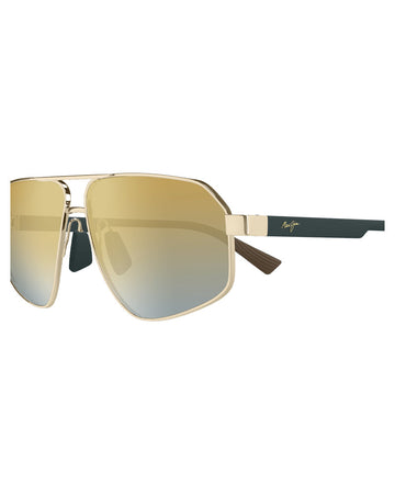 Maui Jim Keawawa Shiny Gold and Green/Gold and Silver Gradient Polarised Glass Lenses