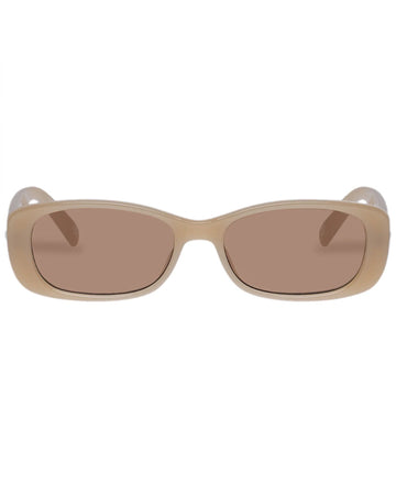Le Specs Unreal Rectangle Frame Sunglasses in Latte Light Brown